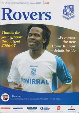 Tranmere Rovers v Brentford Match Programme 2007-05-05